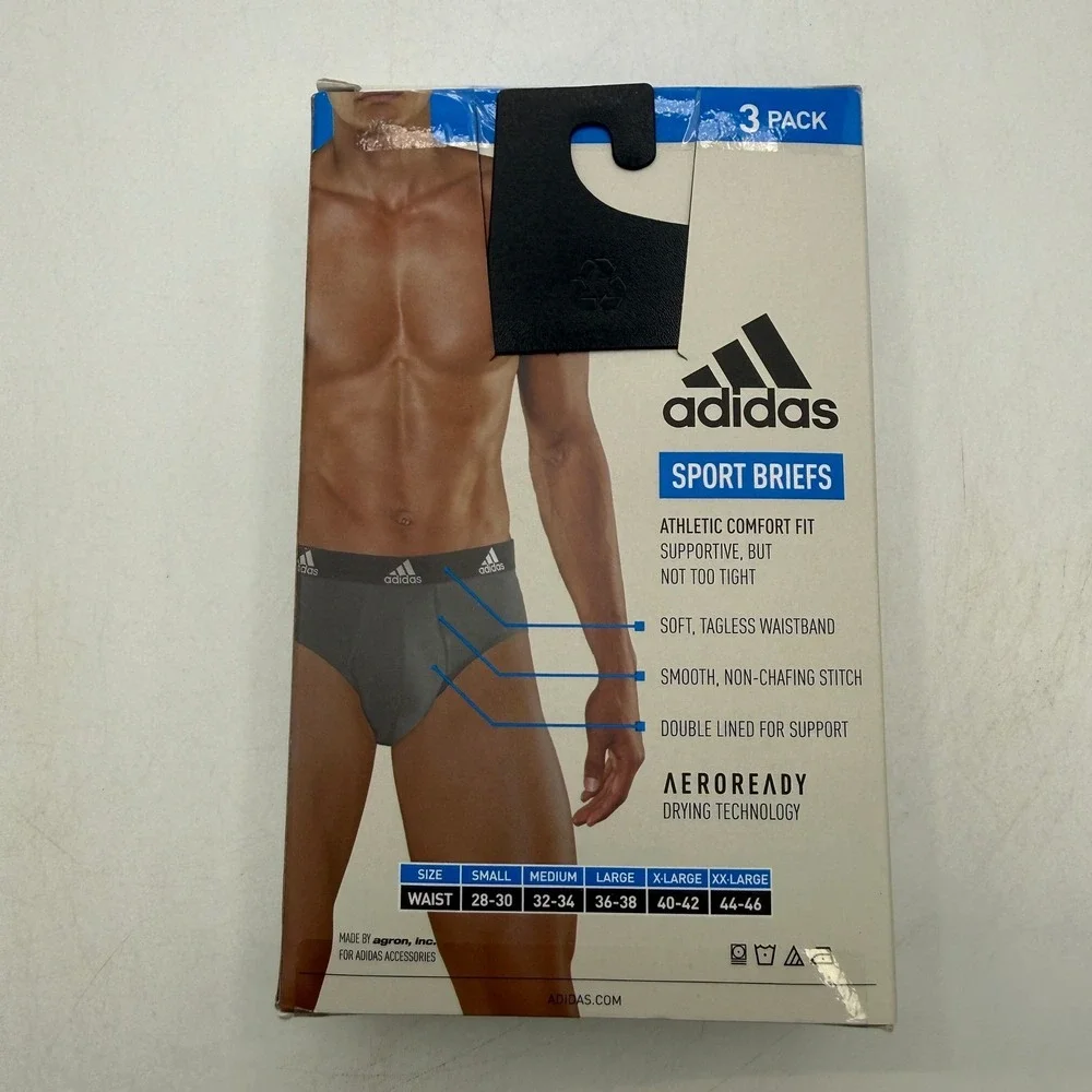 Adidas Sport Briefs Mens Size XXL Black Onix Grey Performance 3-Pack IR0837